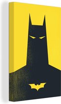 Canvas Schilderij Batman illustratie met een gele achtergrond - 120x180 cm - Wanddecoratie XXL