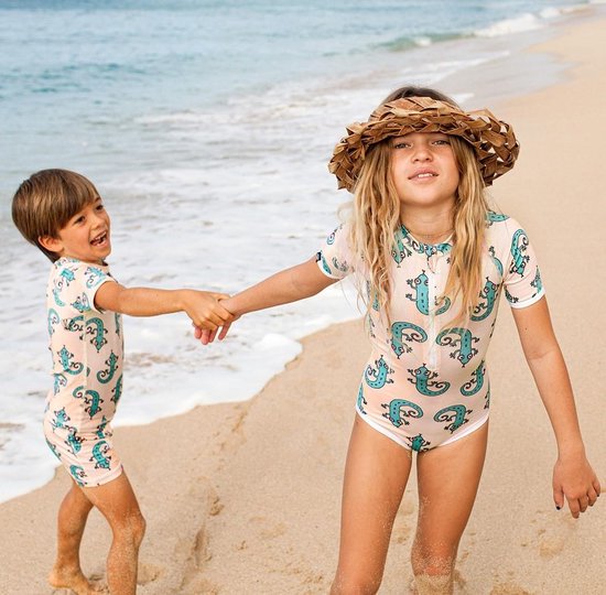 Beach & Bandits - UV-zwempak voor meisjes - Green Lizzard - Perzik - maat 92-98cm  | bol.com