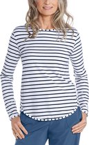 Coolibar - UV Shirt voor dames - Longsleeve - Heyday - Wit/Navy - maat L