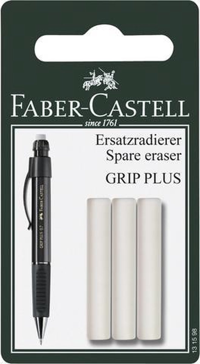 Faber-Castell reservegum - voor vulpotlood GRIP Plus - 3 stuks op blister - FC-131598 - Faber-Castell