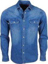 New Republic - Heren Overhemd -  Denim - Blauw