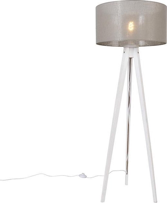 QAZQA tripod_classic - Moderne Tripod | driepoot vloerlamp | Staande Lamp - 1 lichts - H 136 cm - Taupe - Woonkamer | Slaapkamer