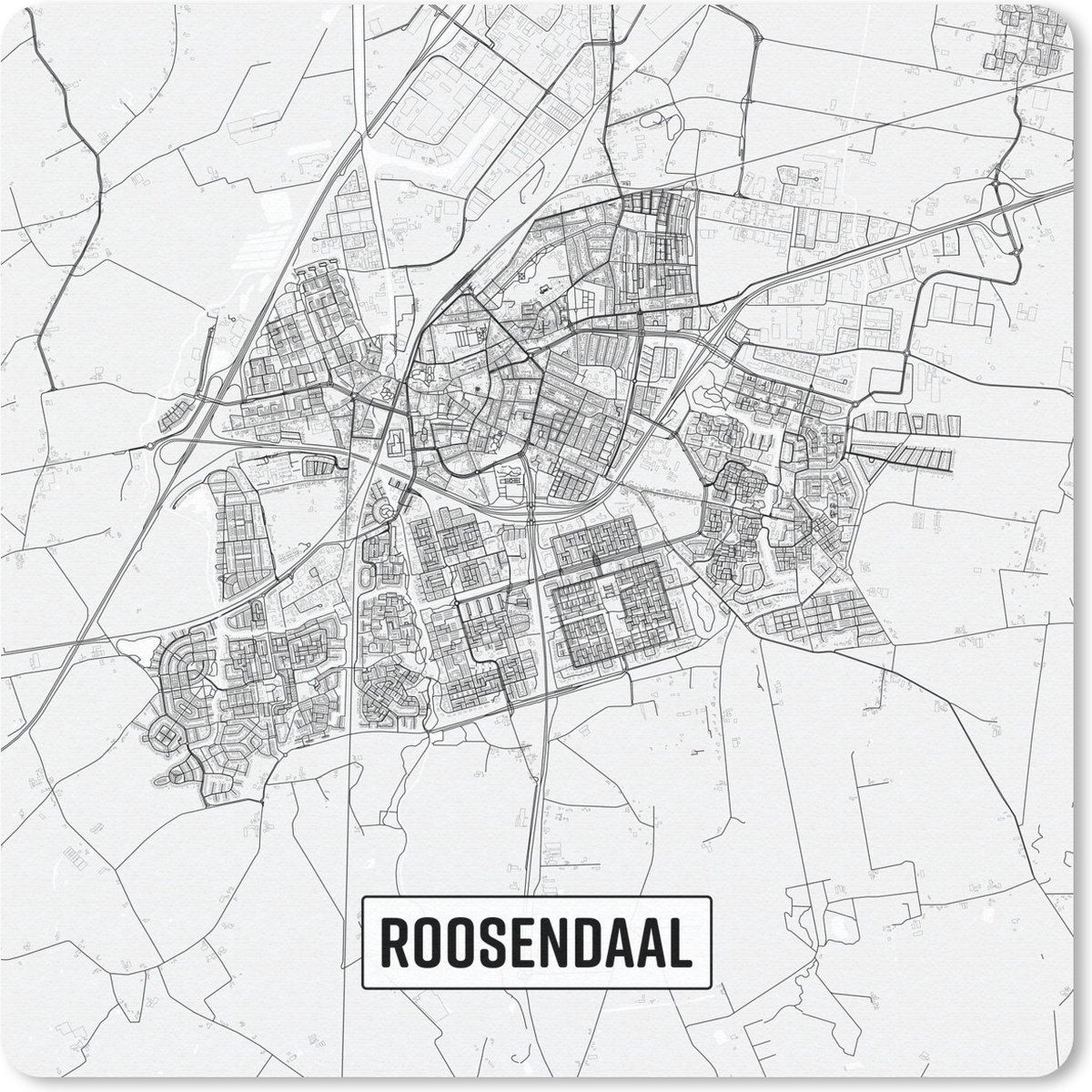 Muismat 20x20 cm - Mousepad Stadskaart Roosendaal - Muismatten
