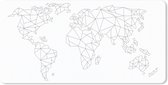 Muismat Eigen wereldkaarten andere verhouding - Wereldkaart van lijnen muismat rubber - 80x40 cm - Muismat met foto
