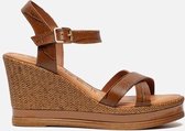 Tamaris Sandalen met sleehak cognac - Maat 39