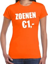 Bellatio Decorations Koningsdag t-shirt voor dames - zoenen 1 euro - oranje - feestkleding L