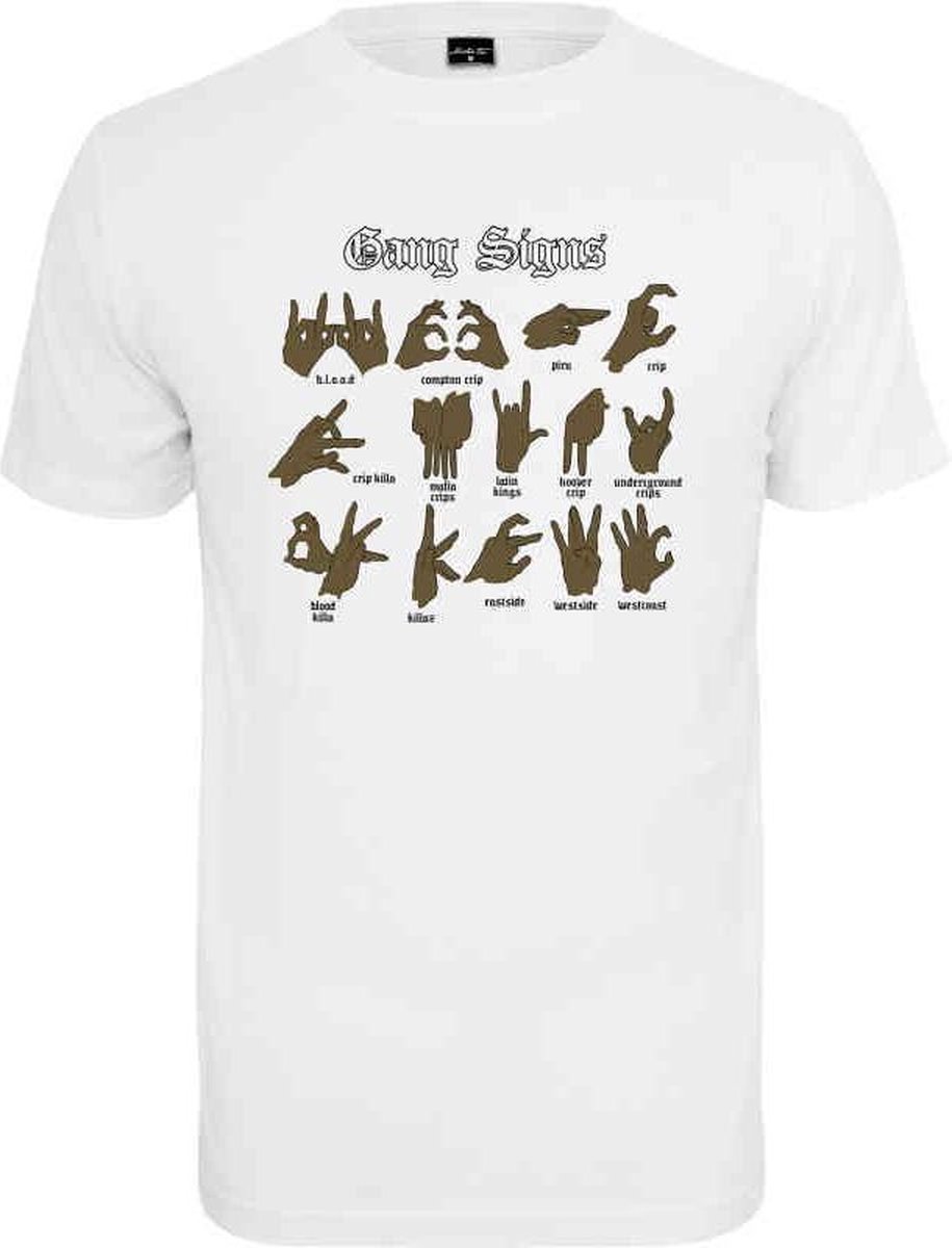 Urban Classics Heren Tshirt -S- Gang Signs Wit