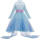 Prinses - Elsa jurk - Lange mouw - Frozen -  Prinsessenjurk - Verkleedkleding - Blauw