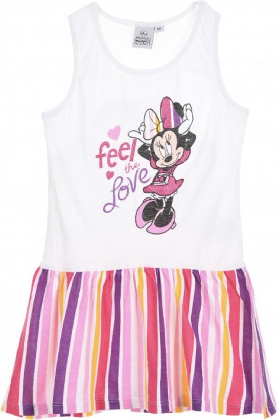 Disney Minnie Mouse zomer jurk - Feel the love - wit - maat 92/98 (3 jaar)