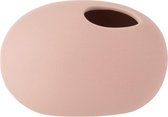 J-Line Vaas Ovaal Keramiek Mat Pastel Roze Small - Bloemenvaas 11 cm hoog