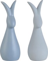 J-line Konijn Porselein Ruw/Mat Blauw Small Assortiment Van 2