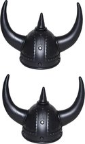 4x stuks zwarte Viking verkleed helmen voor volwassenen - Formaat 59 cm - Ga verkleed als woeste Noorman/Viking