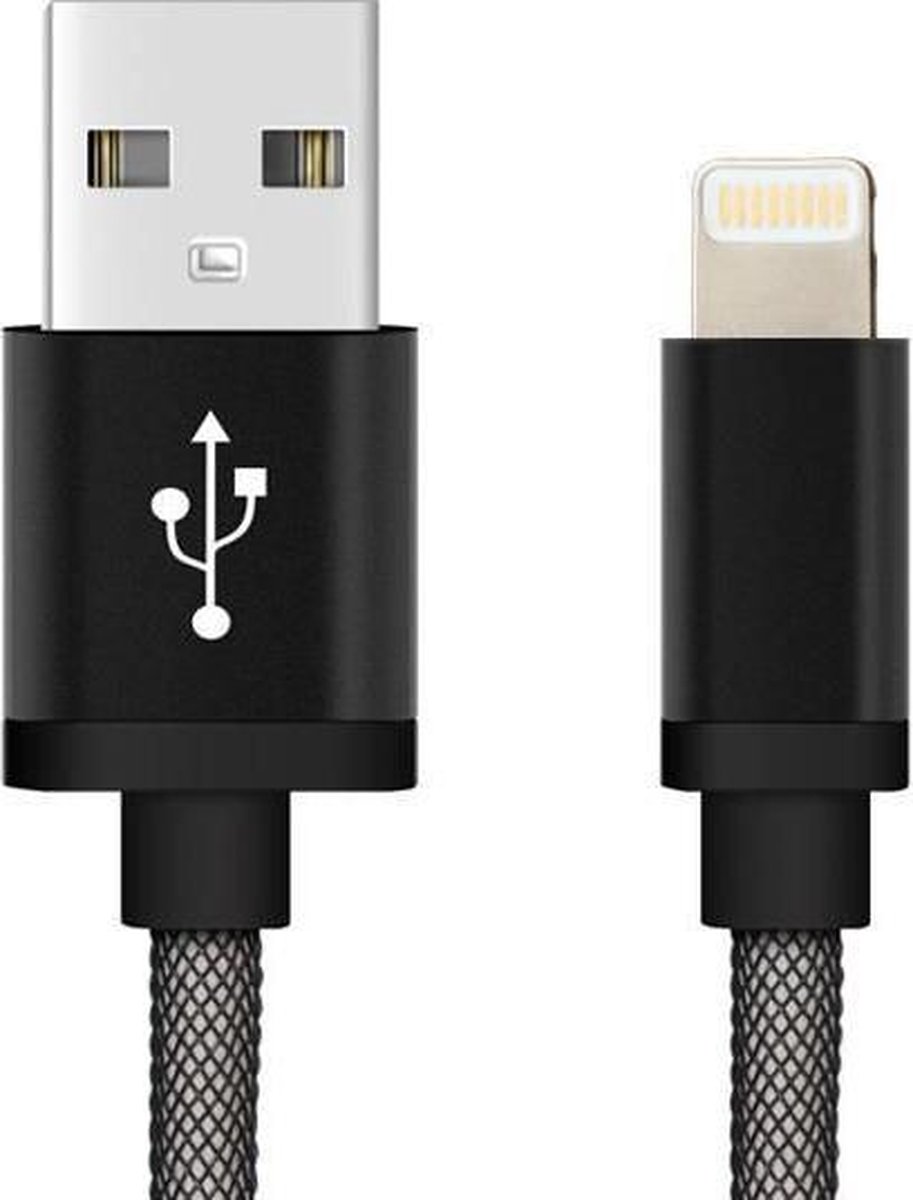 Oplaad kabel USB Type-C - 1 Meter (Black-Nylon)