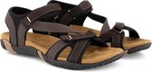 Travelin' Helsem - Sandale en cuir PU pour femme - Sandales de Sandales de marche avec semelle profilée - Cuir marron - Taille 42