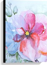 Canvas  - Aquarel Bloemen Getekend - 40x60cm Foto op Canvas Schilderij (Wanddecoratie op Canvas)