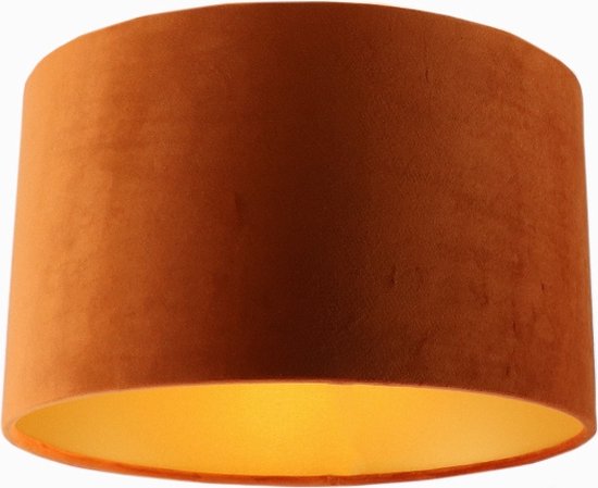 Olucia Krista - Moderne Plafondlamp - Metaal/Stof - Goud;Oranje - Rond - 30 cm