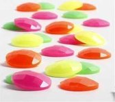 Cabochons, d: 14 mm, dikte 4 mm, neon kleuren, 300stuks