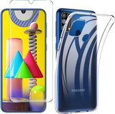 Silicone hoesje transparant met 2 Pack Tempered glas Screen Protector Geschikt voor: Samsung Galaxy M31