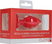 Regular Ribbed Diamond Heart Plug - Red - Butt Plugs & Anal Dildos - Ouch Silicone Butt Plug