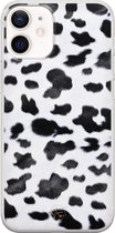 iPhone 12 mini hoesje - Koeienprint - Soft Case Telefoonhoesje - Print - Zwart