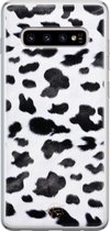 Samsung Galaxy S10 siliconen hoesje - Koeienprint - Soft Case Telefoonhoesje - Zwart - Print