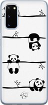 Samsung Galaxy S20 siliconen hoesje - Panda - Soft Case Telefoonhoesje - Zwart - Print