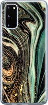 Samsung Galaxy S20 siliconen hoesje - Marble khaki - Soft Case Telefoonhoesje - Groen - Marmer