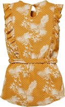 Levv meisjes linnen jurk Neele Mustard Leaves - maat 104