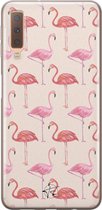 Samsung Galaxy A7 2018 siliconen hoesje - Flamingo - Soft Case Telefoonhoesje - Roze - Print