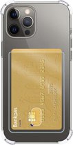 Hoes voor iPhone 12 / 12 Pro Hoesje Met Pasjeshouder Transparant Card Case Hoesje Extra Stevig - Hoes voor iPhone 12 / 12 Pro Pashouder Shock Proof - Transparant