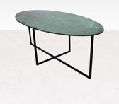 Marmeren Eettafel Ovaal – India Green (Kruis Onderstel) - 200 x 90 cm  - Gepolijst