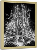 Foto in frame , Sagrada Familia , Barcelona  ,70x100cm , zwart wit , wanddecoratie