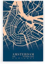 Walljar - Stadskaart Amsterdam Centrum VI - Muurdecoratie - Poster met lijst