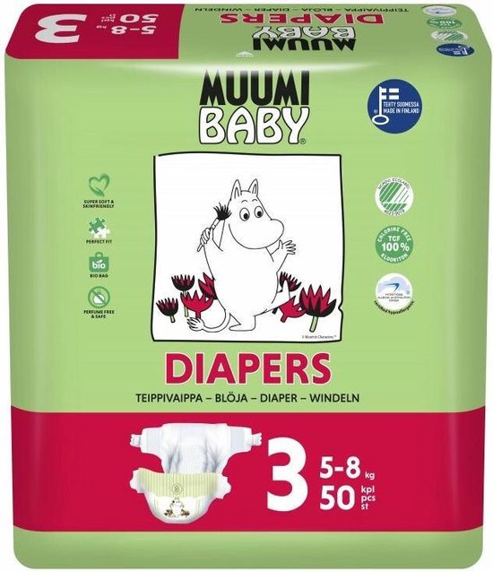 Eco Muumi Baby luiers maat 3 - 5-8 kg - 50 stuks - ecologisch