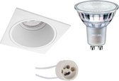 PHILIPS - LED Spot Set - MASTER 927 36D VLE - Primux Minko Pro - GU10 Fitting - DimTone Dimbaar - Inbouw Vierkant - Mat Wit - 4.9W - Warm Wit 2200K-2700K - Verdiept - 90mm