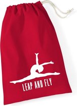 Sparkle&Dream Leertjes/Lusjes Tasje 'Leap and Fly' Rood, voor turnen en gymnastiek