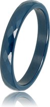 My Bendel - Keramieken ring facet geslepen donker blauw 3mm - Keramische, onbreekbare, mooie blauwe dames ring - Verkleurt niet - Met luxe cadeauverpakking
