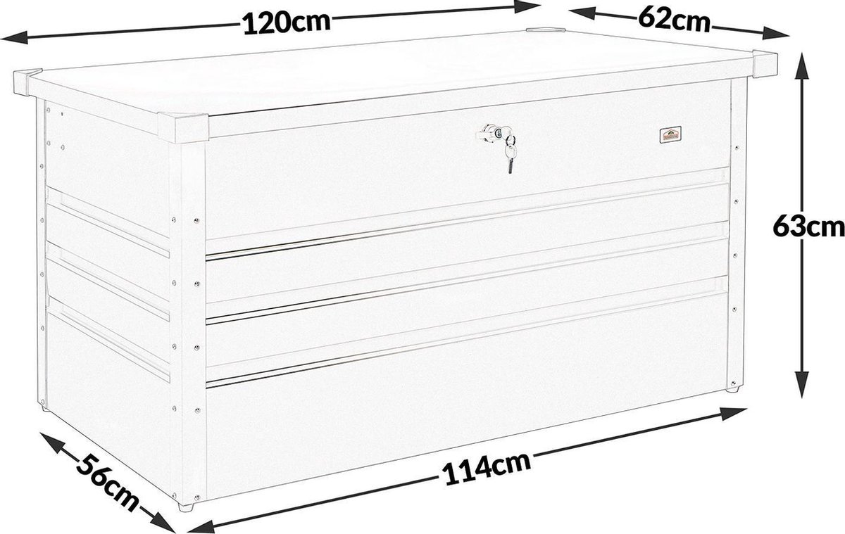 IDMarket - Abschließbare Metalltruhe hellgrau für Garten 600L 165x70x63 cm
