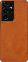 Samsung Galaxy S21 Ultra Hoesje - Qin Leather Case - Flip Cover - Bruin