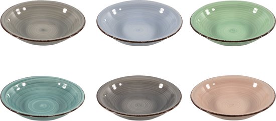 Tavola - Diepe borden - Kleur tinten - Azur - Ø21cm - (6 stuks) | bol.com