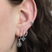 OZZ Silver & Gold - Heart Hoop Earrings - Hart hoepel oorbellen