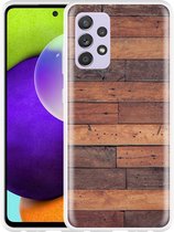 Hoesje Geschikt voor Samsung Galaxy A52 Houten planken