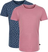 Minymo T-shirt Meisjes Katoen Roze/blauw 2-delig Maat 110