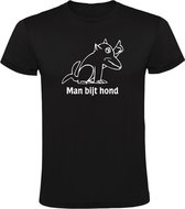 Man bijt Hond  Heren t-shirt | dieren | freak | raar | gek |  mafkees |  kado | Zwart
