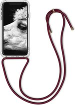 kwmobile telefoonhoesje compatibel met Apple iPhone XR - Hoesje met koord - Back cover in transparant / donkerrood