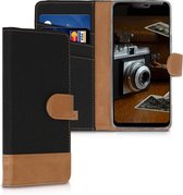 kwmobile telefoonhoesje voor LG G7 ThinQ / Fit / One - Hoesje met pasjeshouder in zwart / bruin - Case met portemonnee