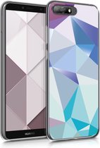 kwmobile telefoonhoesje voor Huawei Y6 (2018) - Hoesje voor smartphone in lichtblauw / poederroze / blauw - Asymmetrische Driehoeken design