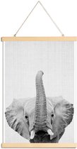 JUNIQE - Posterhanger Olifant zwart-wit foto -30x45 /Wit & Zwart