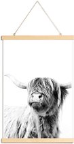 JUNIQE - Posterhanger Highland Cattle Frida 2 -40x60 /Grijs & Wit