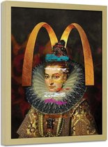 Foto in frame , Vrouw met brede kraag , Historisch Tafereel , 70x100cm , Multikleur , wanddecoratie